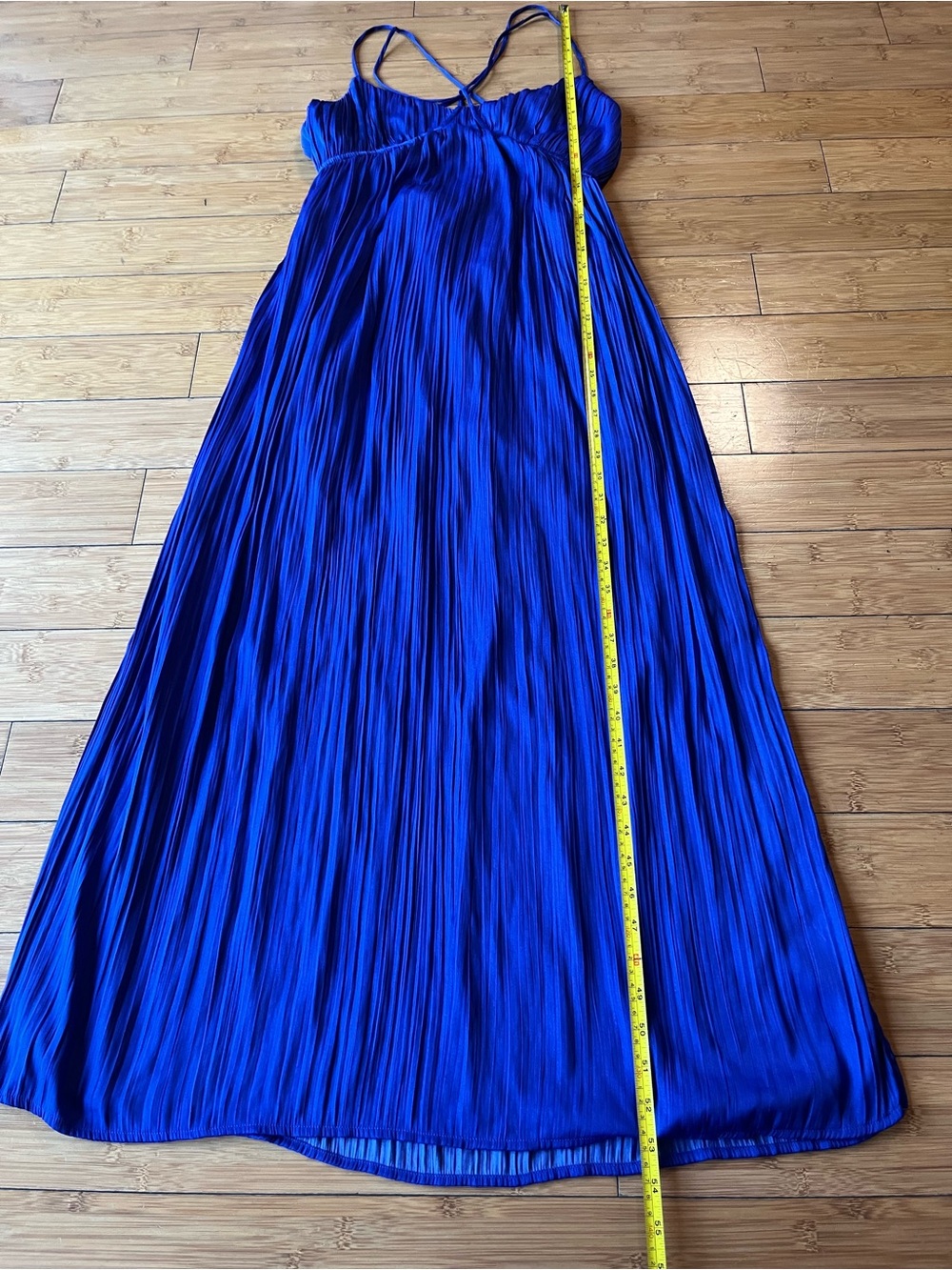 Anthropologie Cobalt Blue Halter Tie Back Draped Maxi Dress - Picture 8 of 12